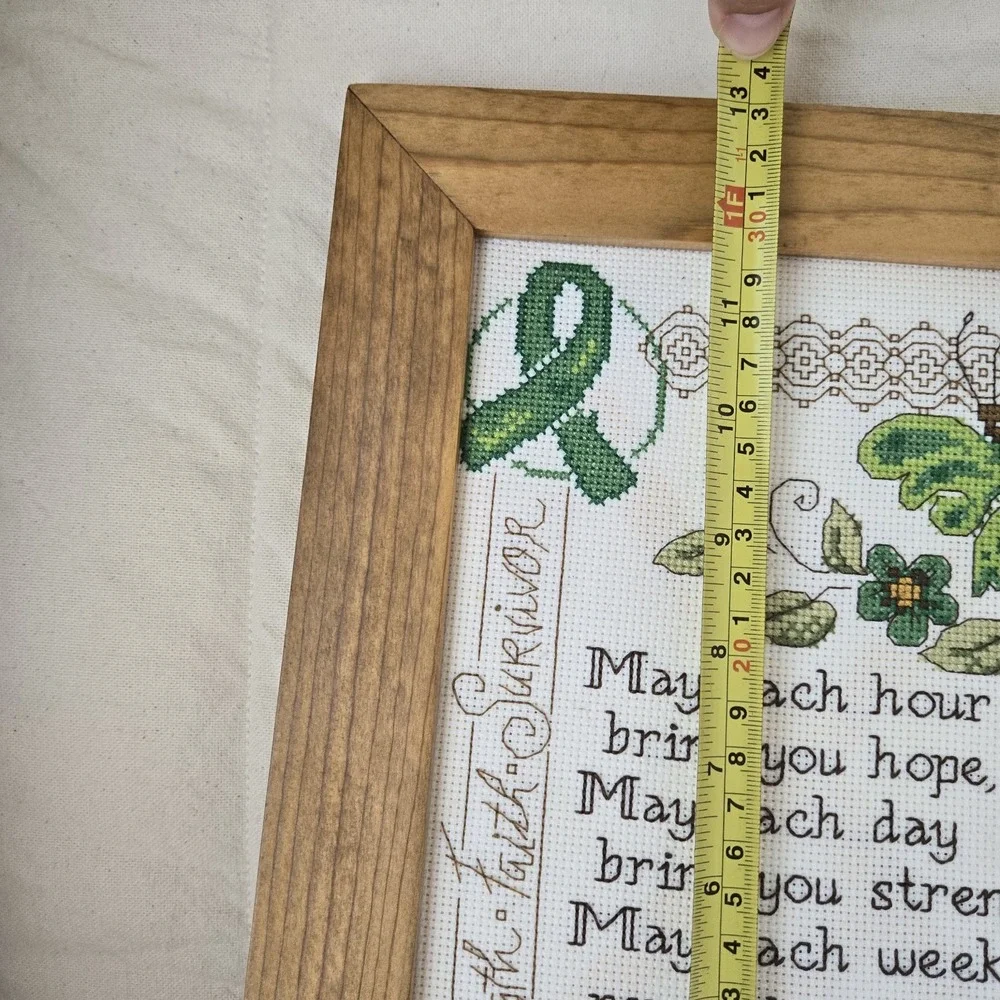 Cross Stitch Framed Breast Cancer Survivor Hope Strength